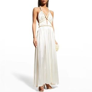 Cult Gaia Salee White Silk Open Back Gown